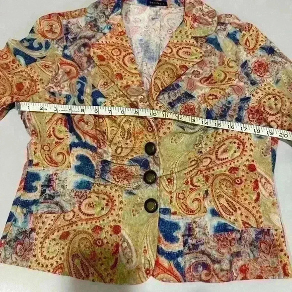 Bentley A Paisley Print Corduroy Blazer Size 10 - Picture 4 of 5